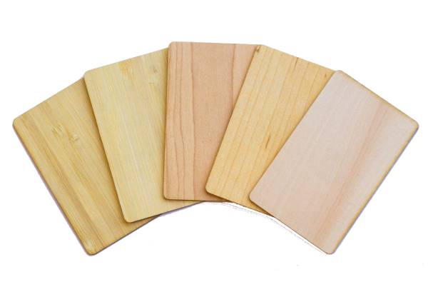 Custom wood RFID cards MIFARE 1K and 4K manufactured by Akrocard