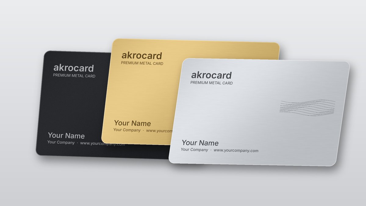 Custom metal cards in black, gold and silver with laser engraving
