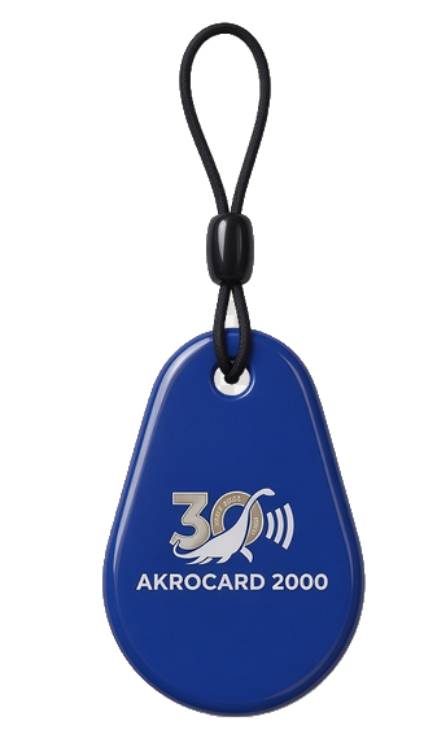 Custom epoxy RFID keyfob with Akrocard logo